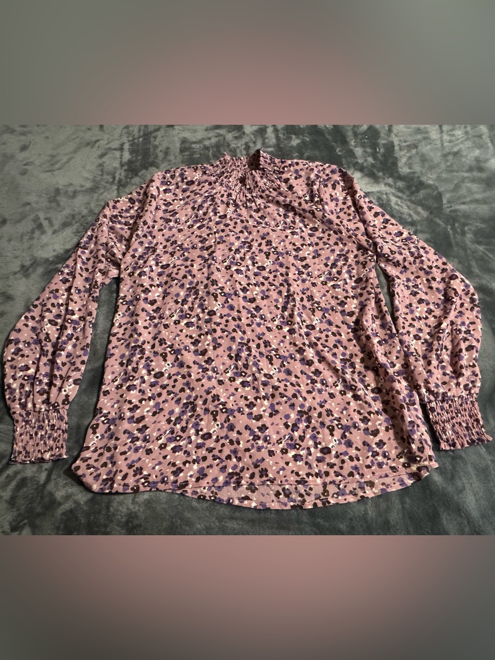 Hayden Los Angeles Womens Large Mauve Purple Pink Cinched Sleeve Mock Neck Top